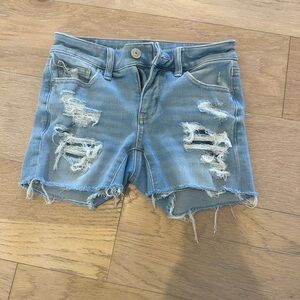 American Eagle Outfitters Blue Jean Shorts Distressed Frayed Hem